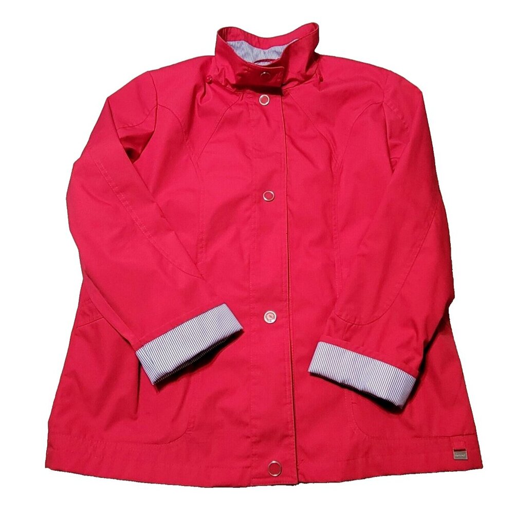 Mackintosh New England Women's Large Red Removable Hood Snap Button Rain Jacket - Picture 4 of 15